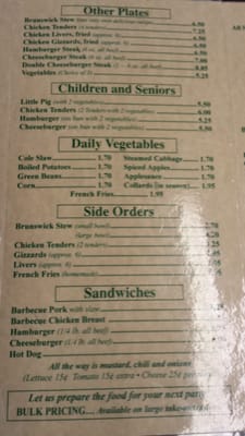 Stephenson’s Bar B Q menu 4